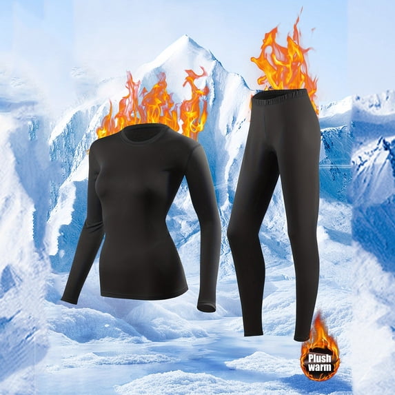 YueHuiYing Women's Crewneck Long Johns Ultra Thin Modal Thermal Underwear Top & Bottom Set