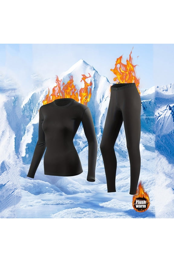 Women's Crewneck Long Johns Ultra Thin Modal Thermal Underwear Top & Bottom Set