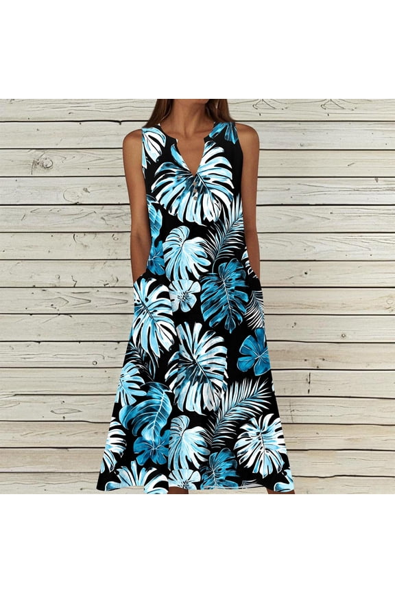 Women's Dress V-neck Sleeveless Spaghetti Straps A-line Layered Pleats Casual and Flowing Multi-color Print 2026 Beach Mini Dress