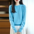 thumbnail image 1 of YueHuiYing Women's Fashion Casual Solid Color Semi-turtle Neck Loose Winter Knitted Sweater Pullover Top, 1 of 6