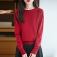 thumbnail image 1 of YueHuiYing Women's Fashion Casual Solid Color Semi-turtle Neck Loose Winter Knitted Sweater Pullover Top, 1 of 6