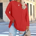 thumbnail image 1 of YueHuiYing Women's Fashion Loose-Fit Casual Long-Sleeve T-Shirt with Round Neck in Plus Size, 1 of 5