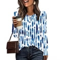 thumbnail image 1 of YueHuiYing Women's Fashion Non Positioning Printed Base T-shirt Long Sleeved Round Neck Top/shirt, 1 of 6