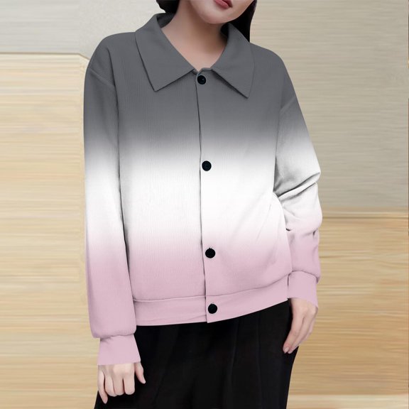 YueHuiYing Women's Fashion Printed Loose Long Sleeve Blouse Round Neck Hoodless Sweatshirts Business Casual Outfit Top