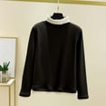 thumbnail image 1 of YueHuiYing Women's Fashion Solid Color Long Sleeve Stand-up Collar Blouses Leisure Base Layer Tops, 1 of 6