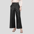thumbnail image 1 of YueHuiYing Women's Fashionable Casual Faux Leather Pants High-Waisted Design with Relaxed Pockets Waistband-Tucked Faux Leather Silhouette Black S, 1 of 8