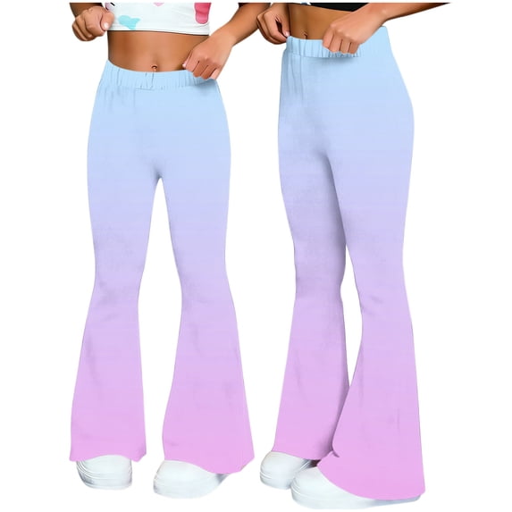 YueHuiYing Women's Fashionable Casual Loose-Fit Comfortable Ombre Print Flared Pants for Sports Fitness and Yoga Purple L