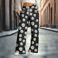 thumbnail image 1 of YueHuiYing Women's Fashionable Striped Printed Drawstring Wide Leg Loose Casual Pocket High Waist Pants, 1 of 5