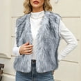 thumbnail image 1 of YueHuiYing Women's Faux Fuzzy Vest Trendy Sleeveless Jacket V-Neck Winter Coat Outerwear Warm Vest, 1 of 6