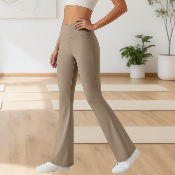 YueHuiYing Women's Flare Leggings with Pockets High Waisted Butt Lifting No Front Seam Tummy Control Bootcut Yoga Pants for Women