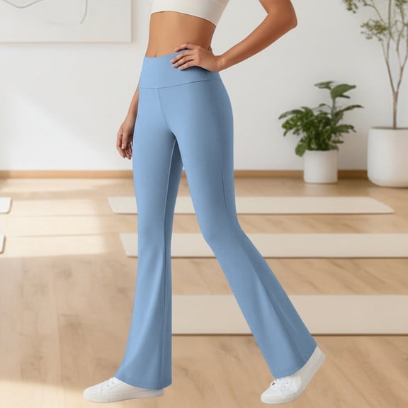 YueHuiYing Women's Flare Leggings with Pockets High Waisted Butt Lifting No Front Seam Tummy Control Bootcut Yoga Pants for Women