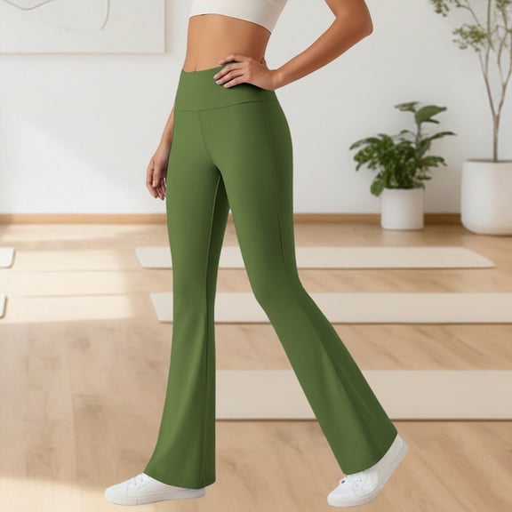 YueHuiYing Women's Flare Leggings with Pockets High Waisted Butt Lifting No Front Seam Tummy Control Bootcut Yoga Pants for Women