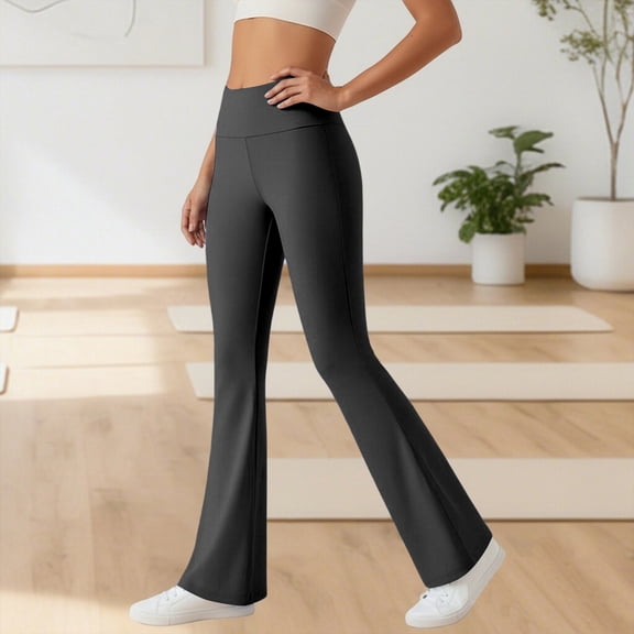 YueHuiYing Women's Flare Leggings with Pockets High Waisted Butt Lifting No Front Seam Tummy Control Bootcut Yoga Pants for Women