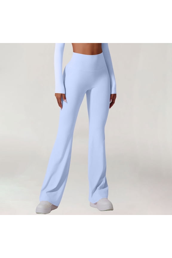 Women's High Waisted Brushed Tummy Control Shaping Flared Tights For Outdoor Sports And Daily Wear