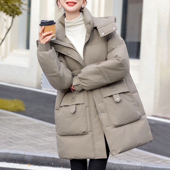 YueHuiYing Women's Hooded Warm Winter Coat Quilted Thicken Windproof Down Coats Jacket with Hood