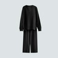 thumbnail image 1 of YueHuiYing Women's Knitted Suit Winter Tracksuits Loose Knitwear Suit Turtleneck Sweaters Wide Pants for Women Two Piece Sets, 1 of 3