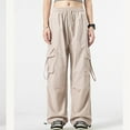 thumbnail image 1 of YueHuiYing Women's Multiple Pockets Pull Rope Breathable Sports Work Solid Color Pants Full Length Pants, 1 of 6