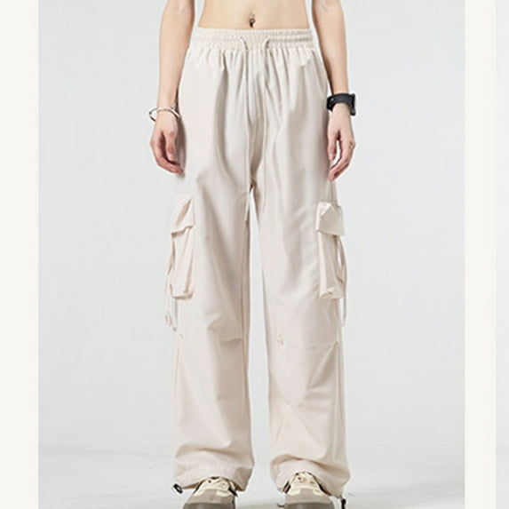 YueHuiYing Women's Multiple Pockets Pull Rope Breathable Sports Work Solid Color Pants Full Length Pants