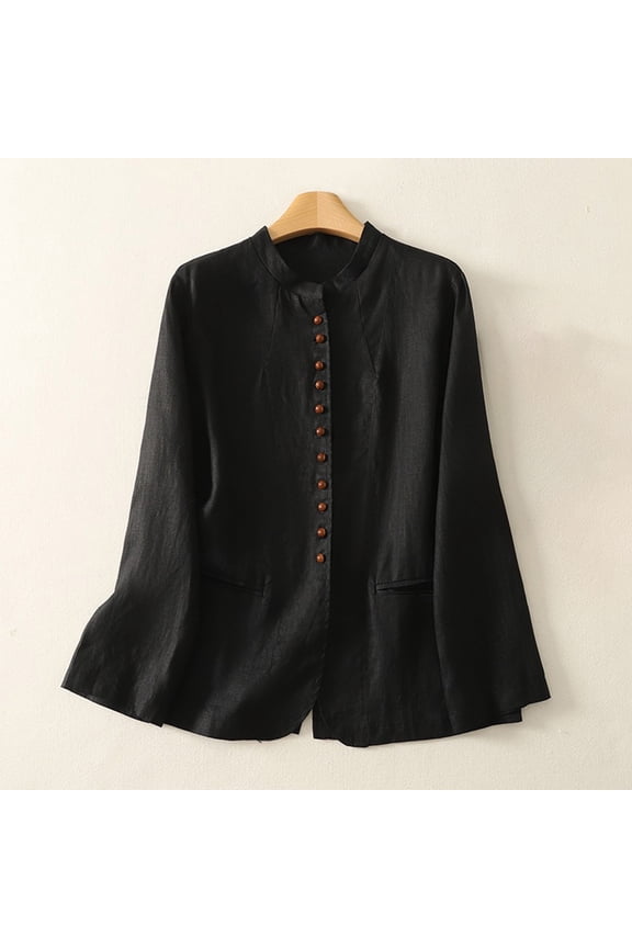 Women's Oversized Blouses Vintage Long Sleeve Jackets Loose fit Chinese Frog Shirts