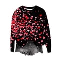 thumbnail image 1 of YueHuiYing Women's Oversized Hoodie with Red Heart Print Crew Neck Long Sleeve - Valentine's Day Romantic Style Comfortable Loose Top, 1 of 5