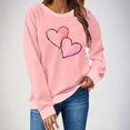 thumbnail image 1 of YueHuiYing Women's Oversized Hoodless Sweatshirt with Heart-Shaped Line Print Crew Neck Long Sleeve Spring/Summer Valentine's Day Fashion Fresh Top, 1 of 9
