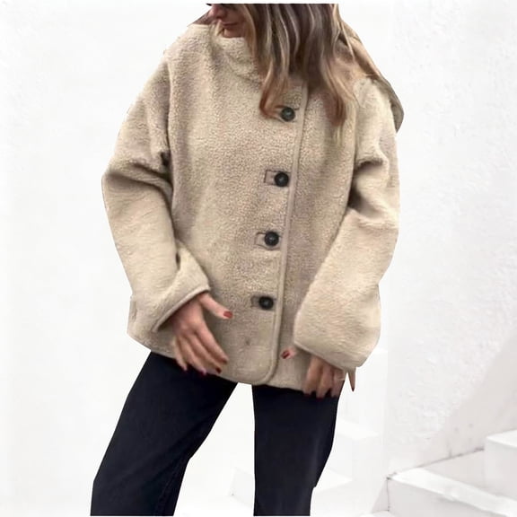 YueHuiYing Women's Oversized Sailor Collar Button Cardigans Chunky Knit Long Sleeve Slouchy Sweaters Coat with Pockets