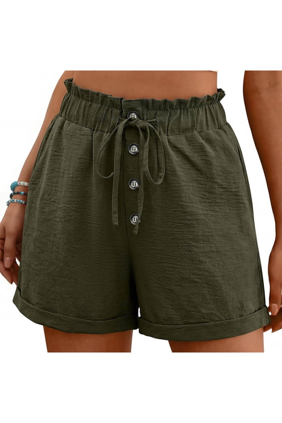 Women's Pajama Boxer Shorts: Casual Summer and Fall Comfortable Lounge Shorts High-Waisted Pajamas Sleepwear Stretch Sleep Bottoms Army Green S