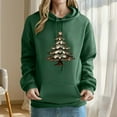 thumbnail image 1 of YueHuiYing Women's Printed Sleeves Long Sleeved Top Hooded Christmas Tree Cartoon Pattern Sweatshirt, 1 of 6