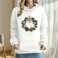 thumbnail image 1 of YueHuiYing Women's Printed Sleeves Long Sleeved Top Hooded Christmas Wreath Cartoon Pattern Sweatshirt, 1 of 6
