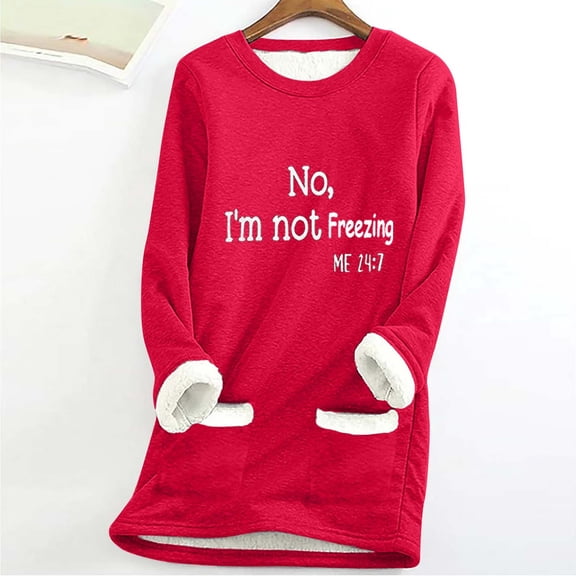 YueHuiYing Women's Round Neck Fashionable Comfortable And Casual Loose Pocket Thickened Warm Long Sleeve Tops