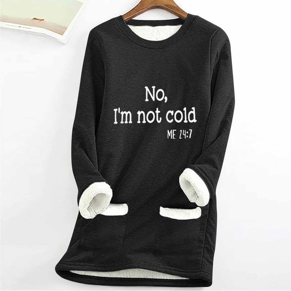 YueHuiYing Women's Round Neck Fashionable Comfortable And Casual Loose Pocket Thickened Warm Long Sleeve Tops