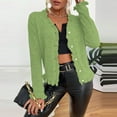 thumbnail image 1 of YueHuiYing Women's Ruffled Neck Long-Sleeve Button Knit Versatile Cardigan Solid Color Sweater Coat, 1 of 9