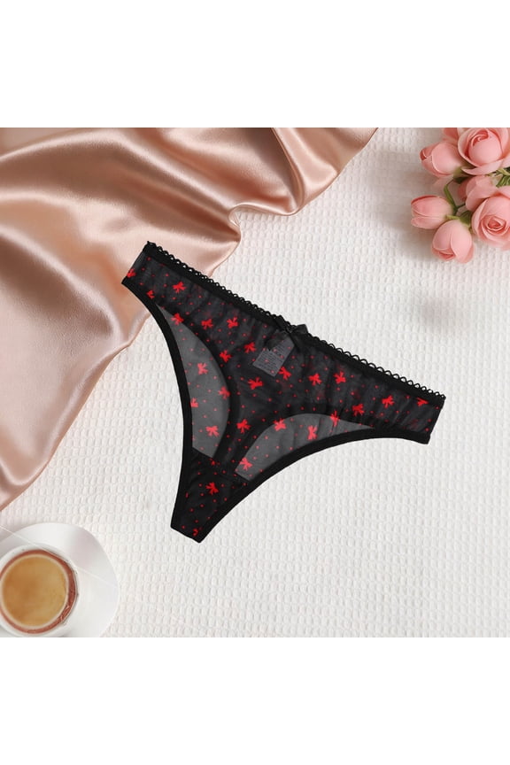 Women's Sexy Panties: Hot Girl European Style Bow Lace Women's Sultry Lace-Up Low-Rise Crotchless Erotic Panties