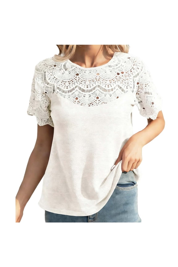 Women's Sheer Mesh Printed T-Shirt See Through Short Sleeve Tops Lightweight Stretch Transparent for Layering White L