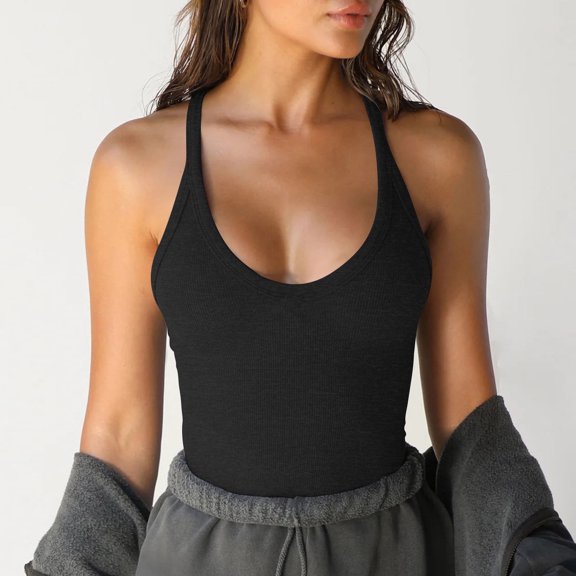 YueHuiYing Women's Sleeveless Fitted Tank Top Stretch Base Layer Multiple Colors Available Essential Everyday Casual Staple