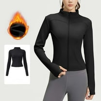 YueHuiYing Women's Slim Fit Workout Jackets Full Zip Long Sleeve Running Athletic Tops Yoga Shirts with Thumb Holes
