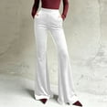 thumbnail image 1 of YueHuiYing Women's Solid Color Elastic Waist Loose Flared Wide-Leg Pocket Athletic Casual Pants, 1 of 7