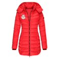 thumbnail image 1 of YueHuiYing Women's Solid Color Zipper Large Pocket Winter Loose Long-Sleeved Hooded Mid-Length Down Jacket, 1 of 4