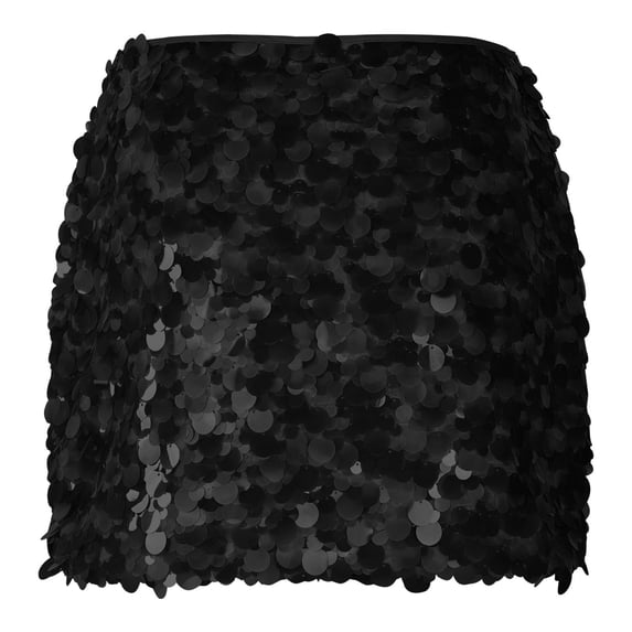 YueHuiYing Women's Sparkly Sequin Mini Skirt Low Rise Glitter Rave Micro Skirt with Shorts Underneath