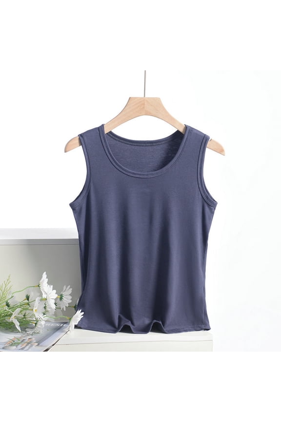 Women's Summer Sleeveless Halter Tee Shirts Crew Neck Workout Tank Tops Casual Plain Cami Shirts