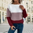 thumbnail image 1 of YueHuiYing Women's Sweaters Casual Long Sleeve Crew Neck Color Block Patchwork Pullover Knit Sweater, 1 of 8