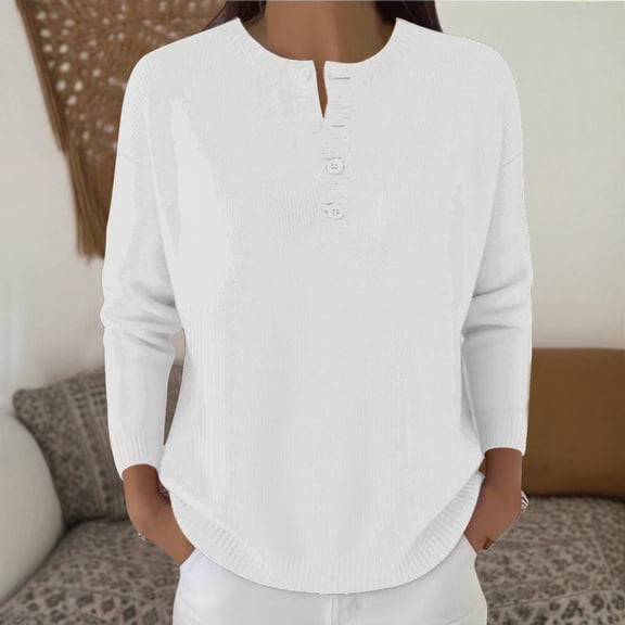 YueHuiYing Women's Sweaters Fall Fashion Clothes Trendy Knit Pullover Casual Long Sleeve Sweater Jumper Tops