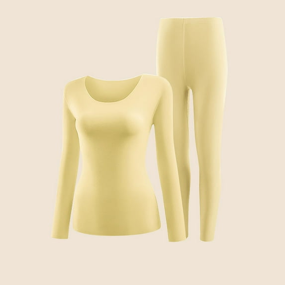 YueHuiYing Women's Thermal Underwear Set Seamless Round-neck Thermal Jacket Tight Thermal Underwear And Long Johns