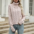 thumbnail image 1 of YueHuiYing Women's Turtleneck Sweater 2025 Fall Winter Chunky Knitted Pullover High Low Hem Trendy Basic Jumper Top, 1 of 9
