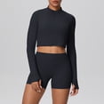 thumbnail image 1 of YueHuiYing Women's Two-Piece Sports Set: Compression Quick-Dry Long-Sleeve Zipper Jacket and Shorts - Energetic Yoga Activewear, 1 of 5