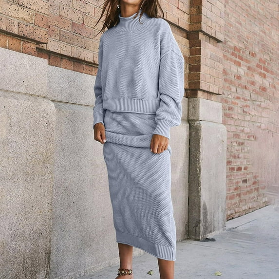 YueHuiYing Women's V Neck Long Sleeve Dresses, Knit Fall Winter Casual Loose Fit Tunic Sweater