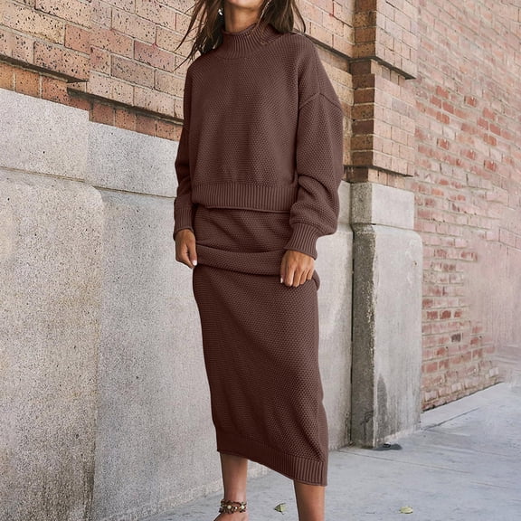 YueHuiYing Women's V Neck Long Sleeve Dresses, Knit Fall Winter Casual Loose Fit Tunic Sweater