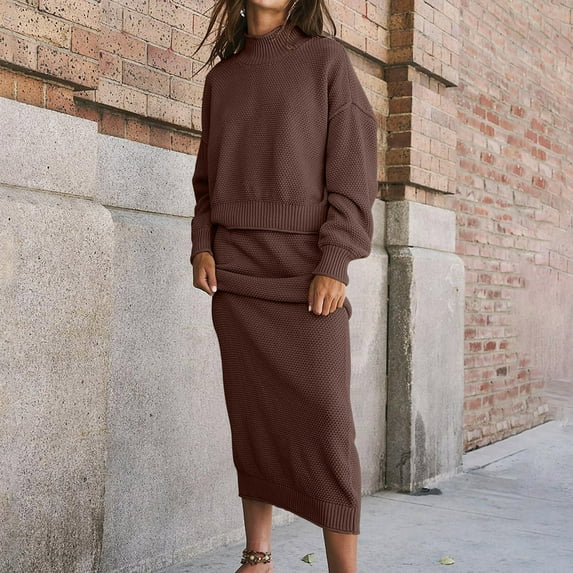 YueHuiYing Women's V Neck Long Sleeve Dresses, Knit Fall Winter Casual Loose Fit Tunic Sweater