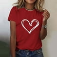 thumbnail image 1 of YueHuiYing Women's Valentine's Day Cartoon Heart Print Short Sleeve Round Neck Top Cute Graphic Tees T-Shirt, 1 of 5