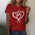 thumbnail image 1 of YueHuiYing Women's Valentine's Day Cartoon Heart Print Short Sleeve Round Neck Top Cute Graphic Tees T-Shirt, 1 of 5
